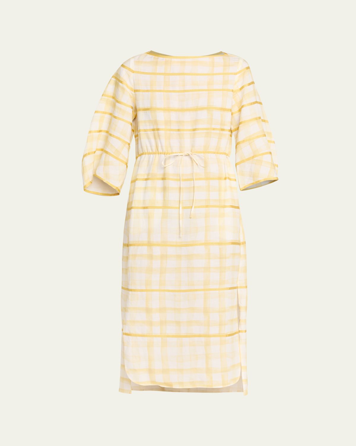 Rosie Assoulin Ribbon-Embellished Plaid Midi Caftan | Thumbnail 6