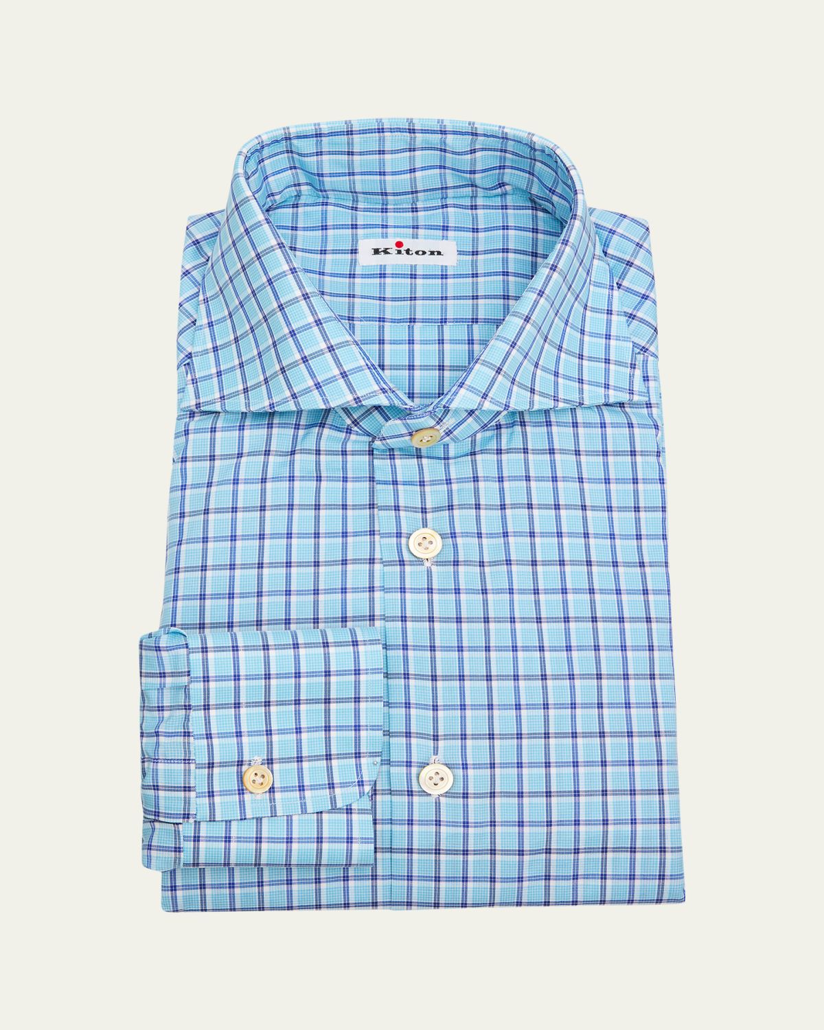 Kiton Men 's Cotton Check Classic-Fit Dress Shirt