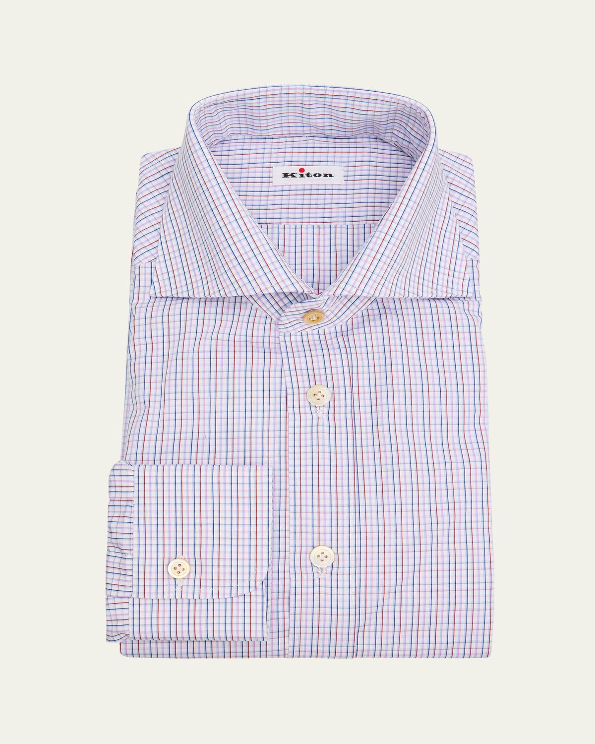 Kiton Men's Cotton Graph Check Classic-Fit Dress Shirt
