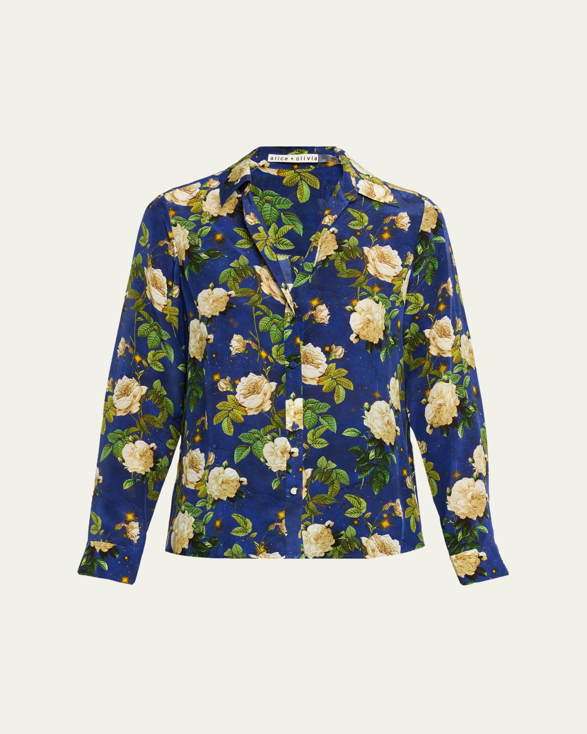ALICE + OLIVIA Twilight Rose Eloise Button-Front Blouse
