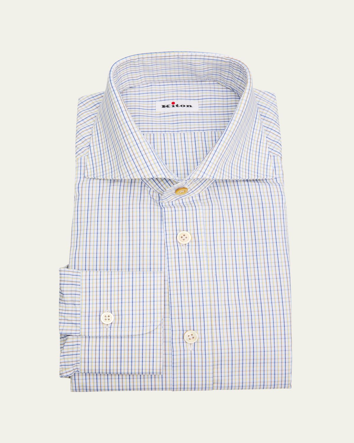 Kiton Men 's Cotton Graph Check Classic-Fit Dress Shirt