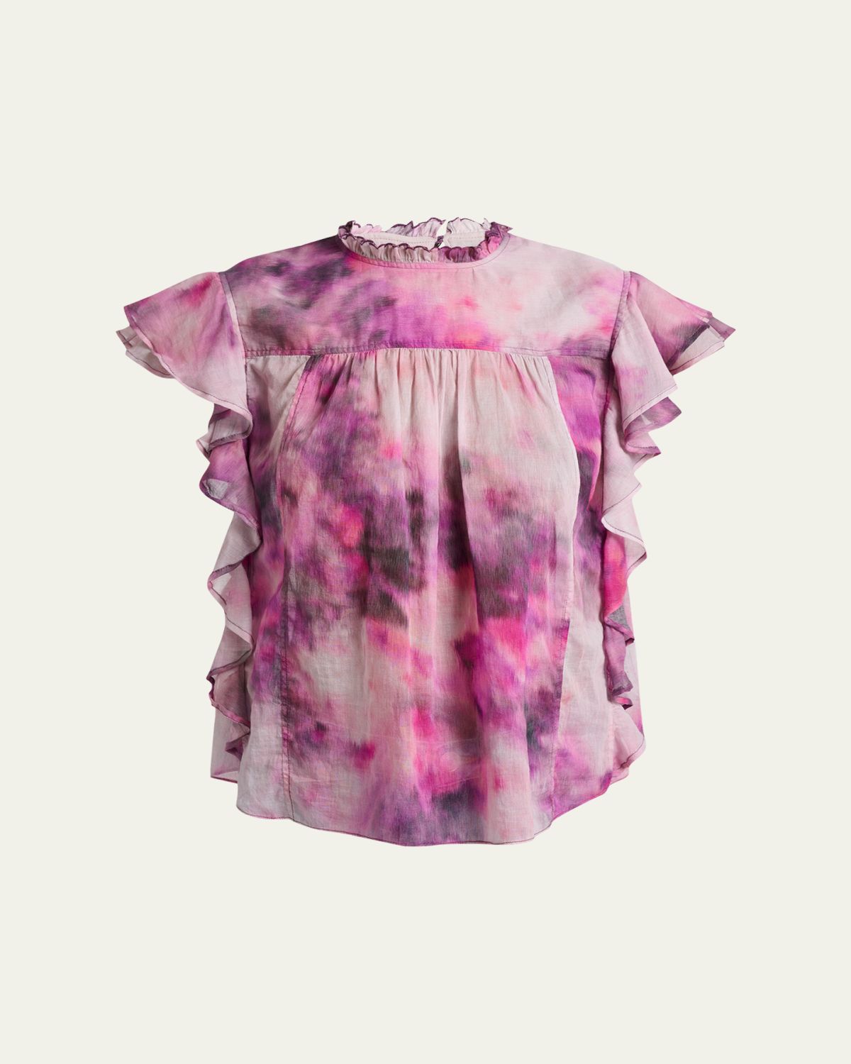 Etoile Isabel Marant Daliyane Tie-Dye Cotton Ruffle Blouse