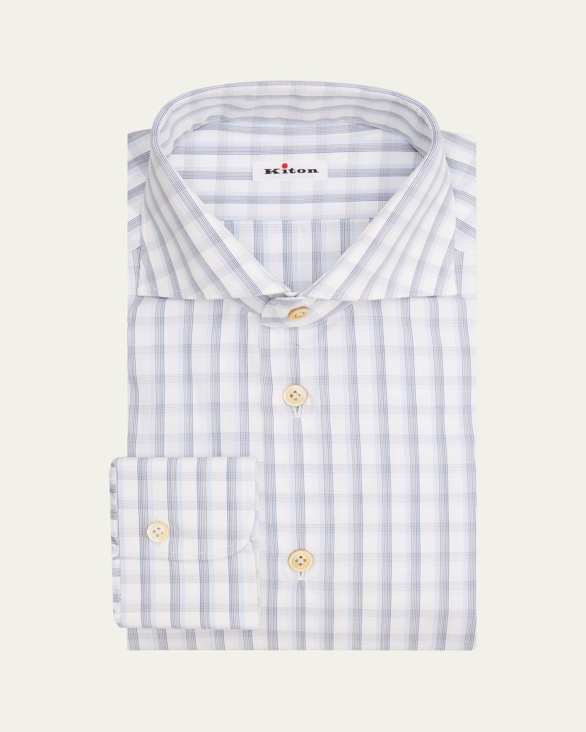Kiton Men's Check Cotton Dress Shirt