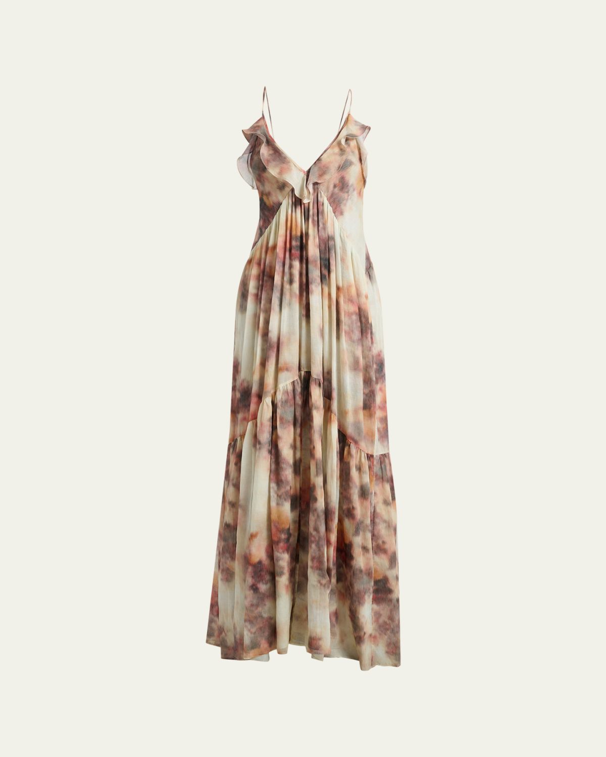 Etoile Isabel Marant Vasmila Blur Floral-Print Ruffle Maxi Dress