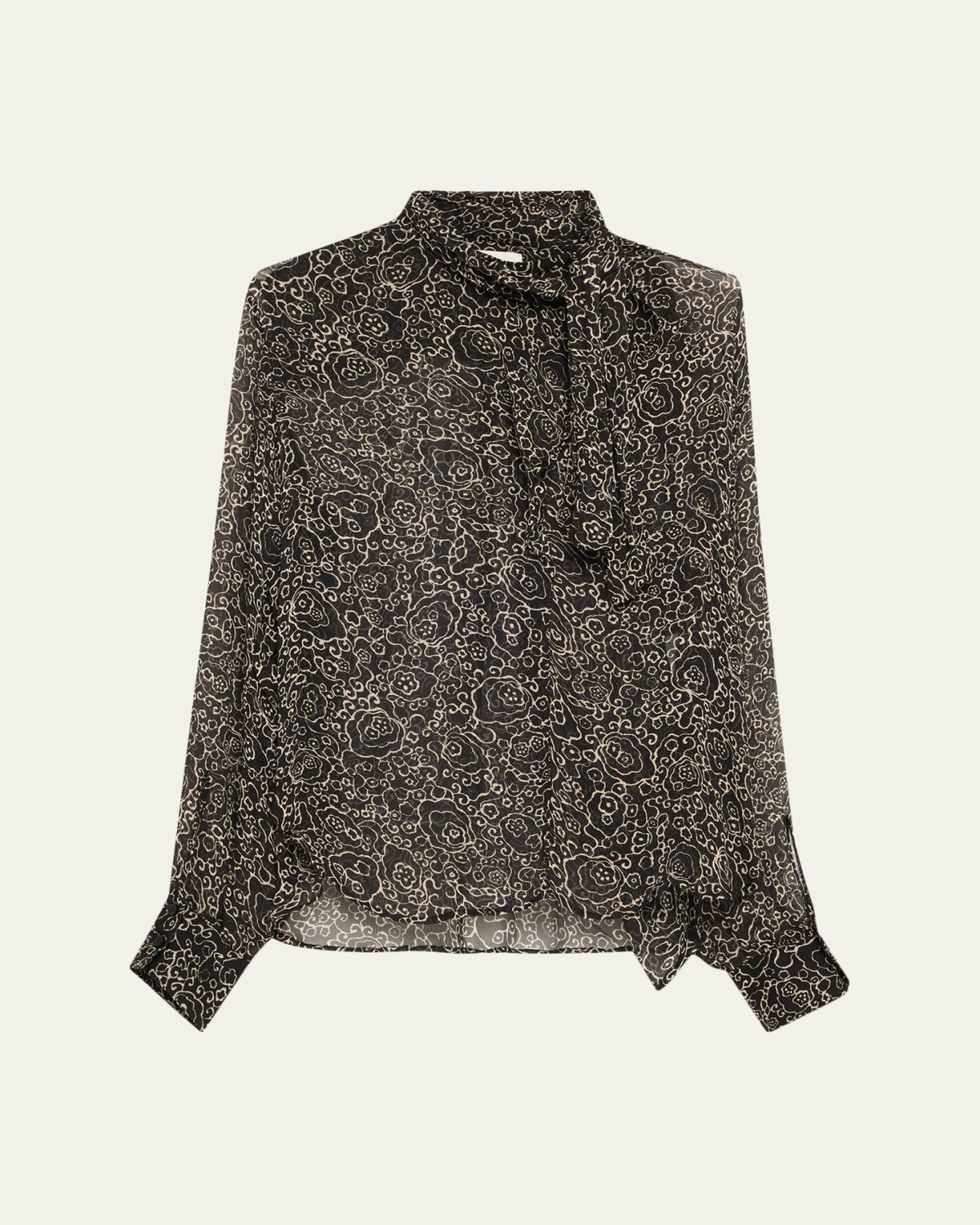 Etoile Isabel Marant Leona Printed Tie-Neck Blouse