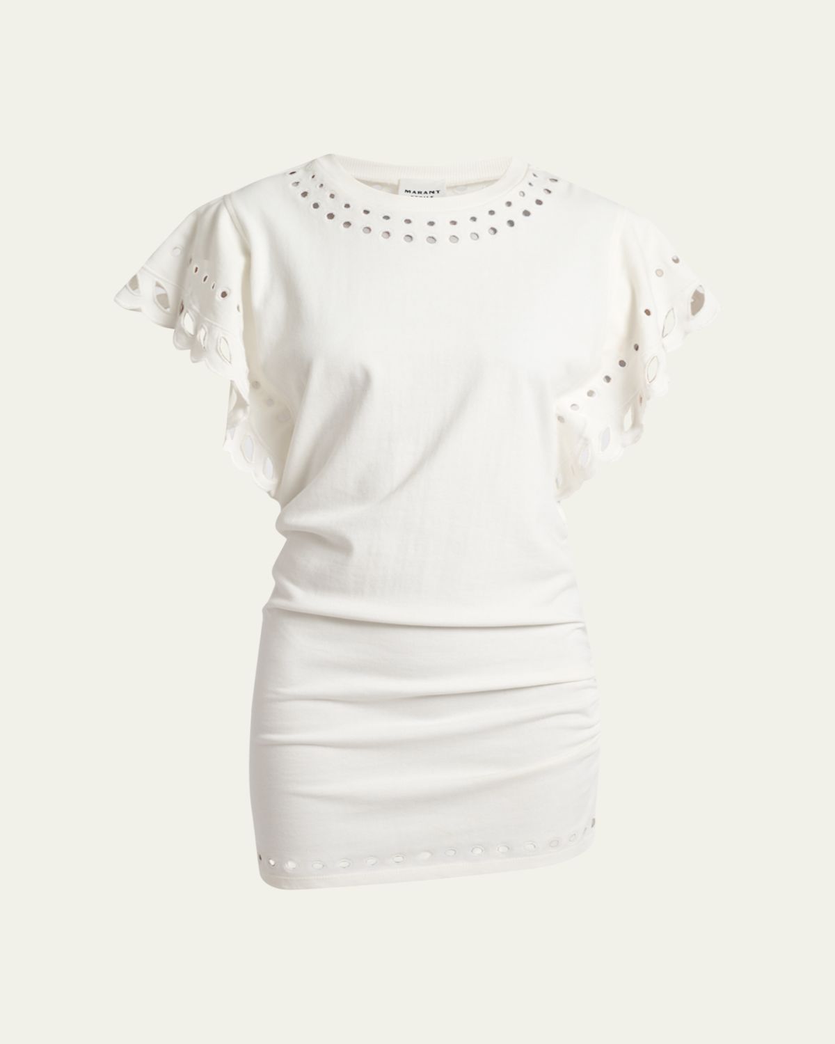 Etoile Isabel Marant Orlane Eyelet Ruffle-Sleeve Mini T-Shirt Dress