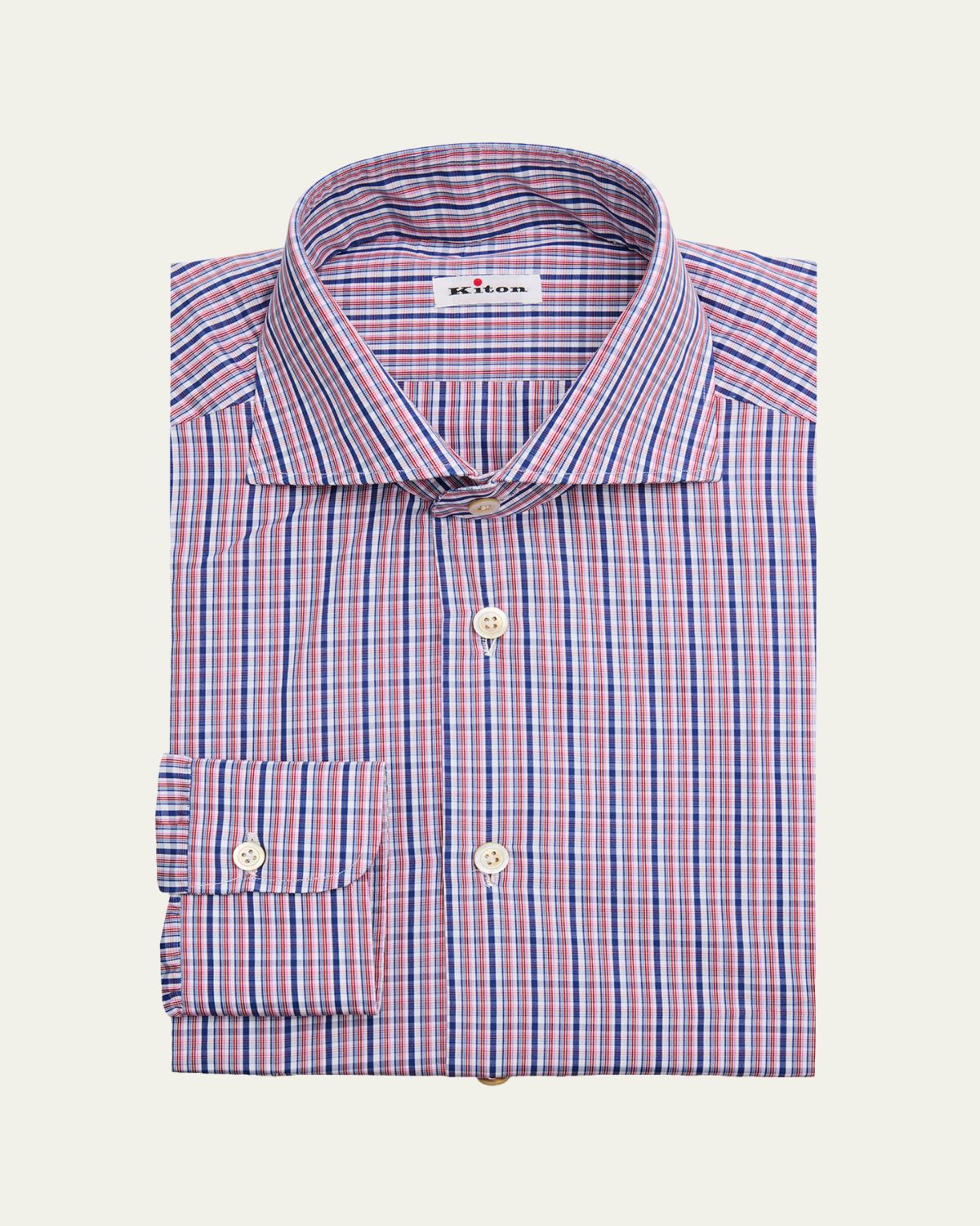 Kiton Men's Graph Check Cotton Dress Shirt