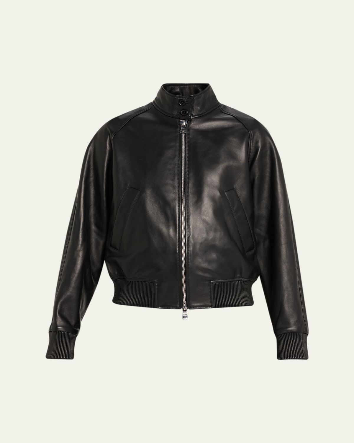 Officine Generale Dorina Lambskin Leather Bomber Jacket