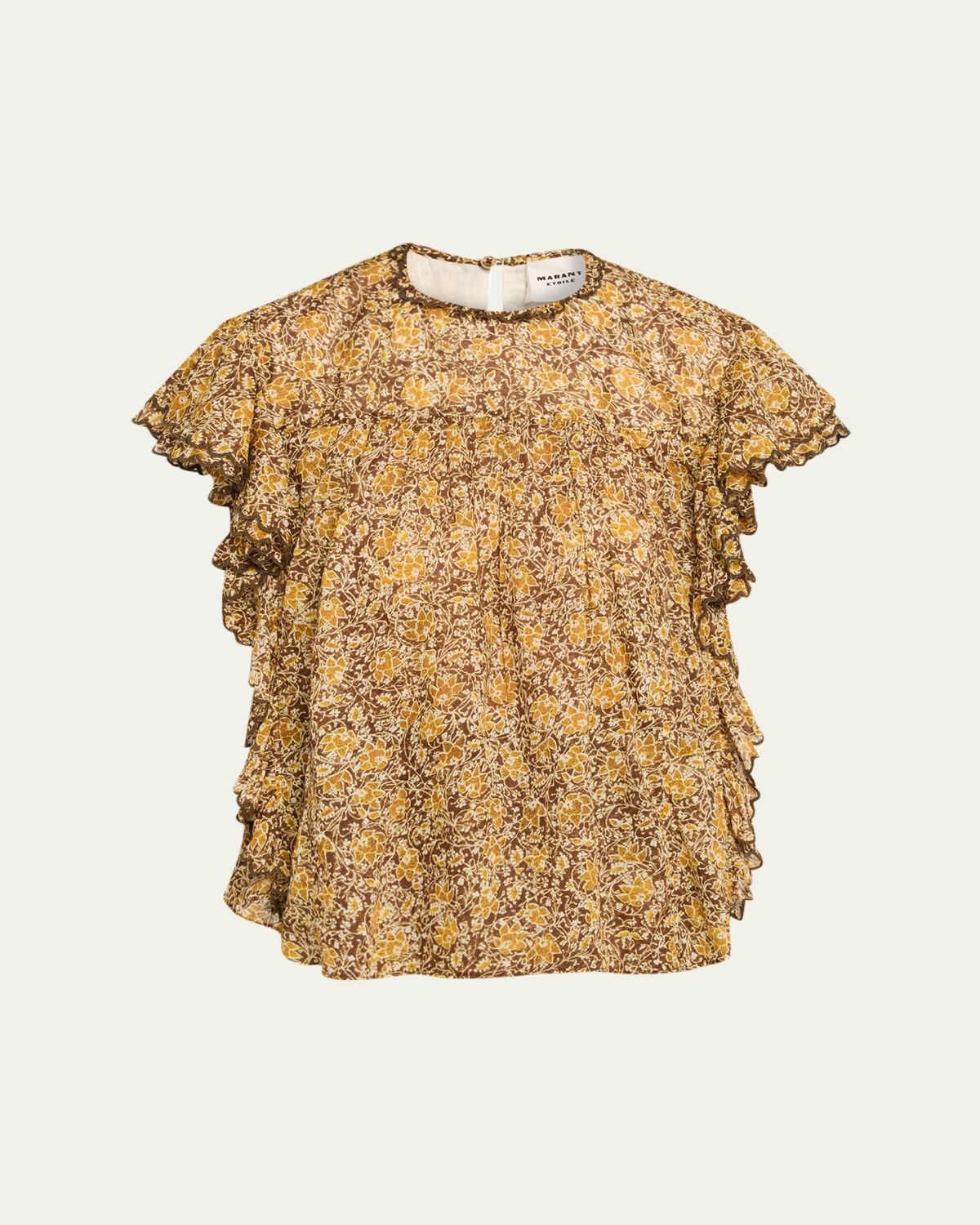 Etoile Isabel Marant Daliyane Floral Flutter-Sleeve Blouse