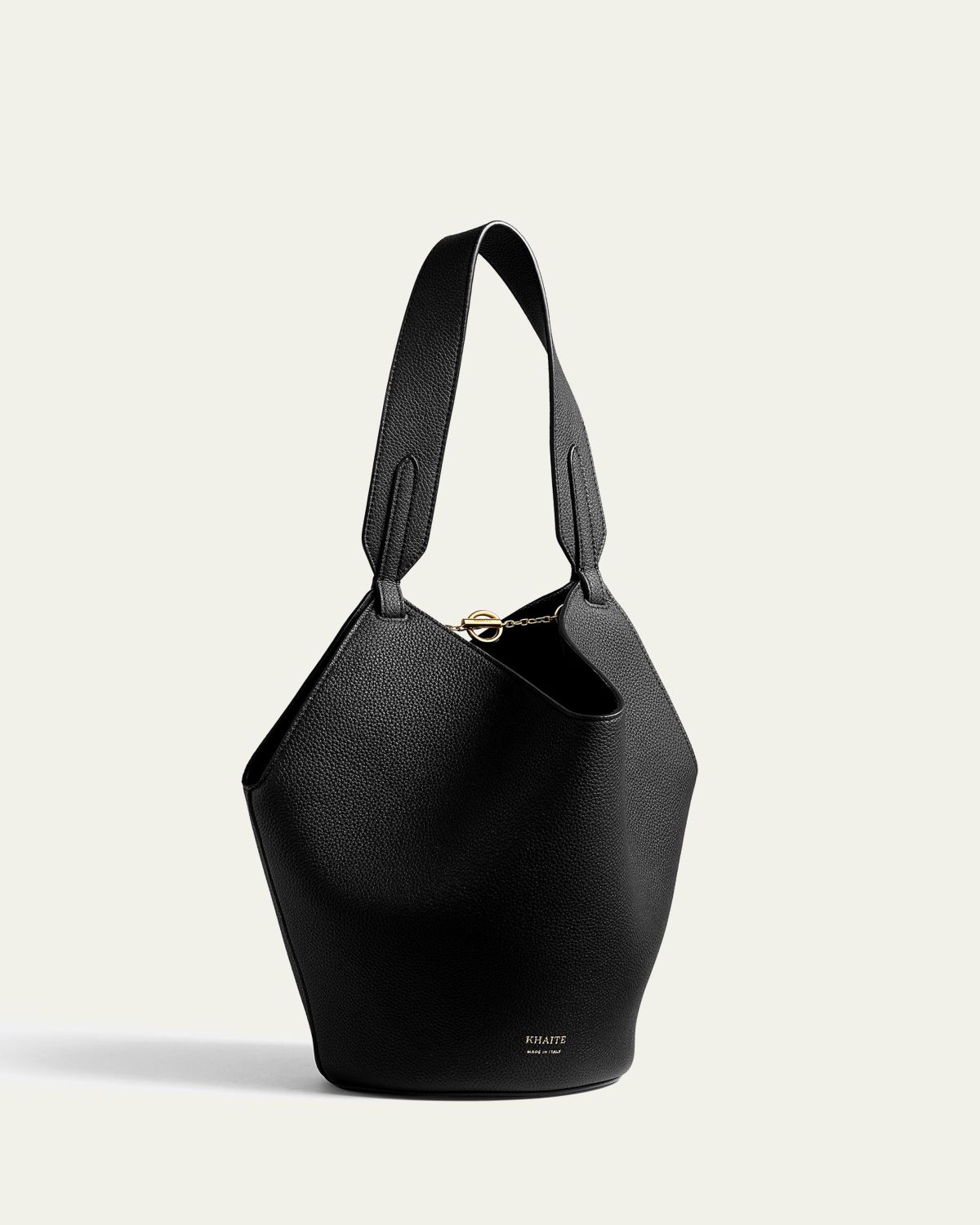 Khaite Lotus Mini Pebble Leather Bucket Bag