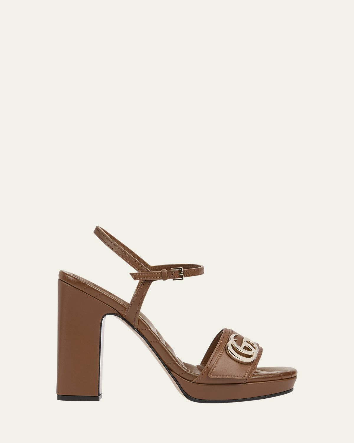 Gucci 95mm GG Marmont Leather Platform Sandals