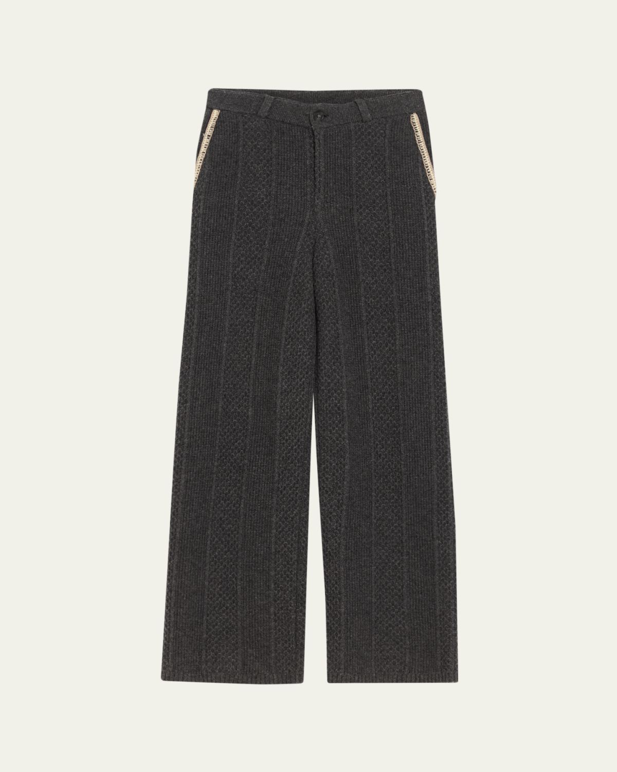 Guest in Residence Tailored Cable Wool-Cashmere Trousers