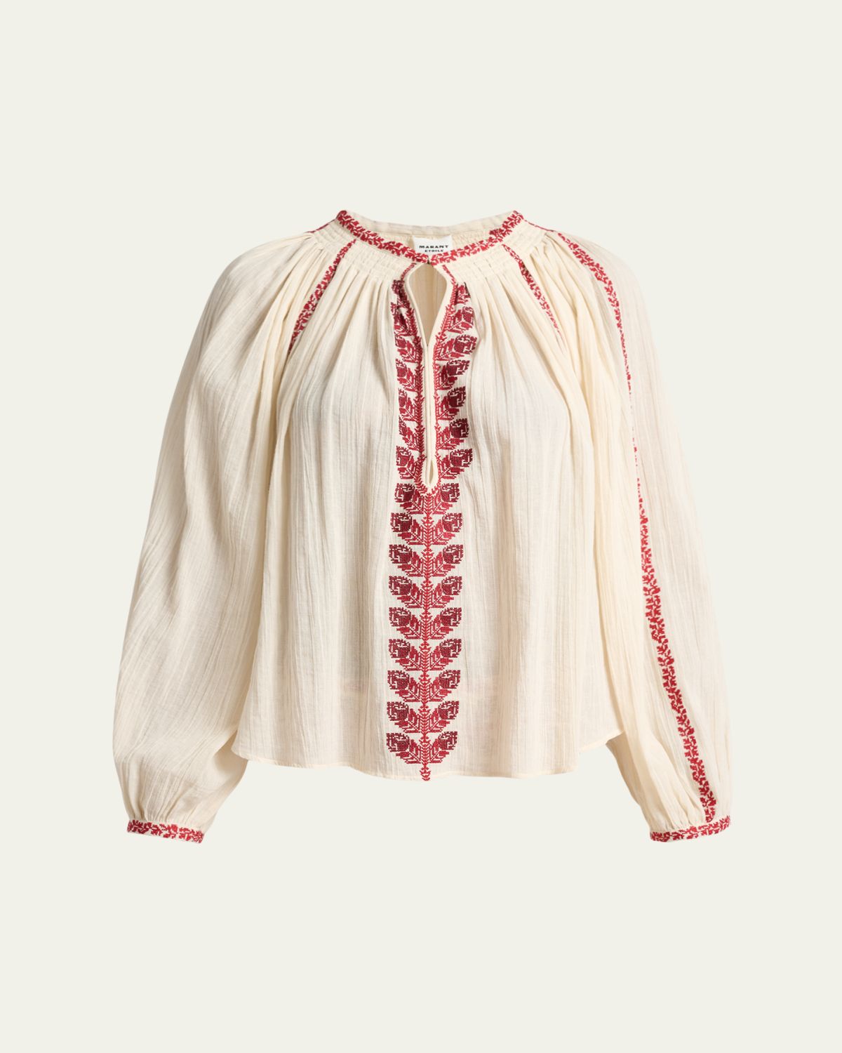 Etoile Isabel Marant Lena Embroidered Cotton Gauze Blouse