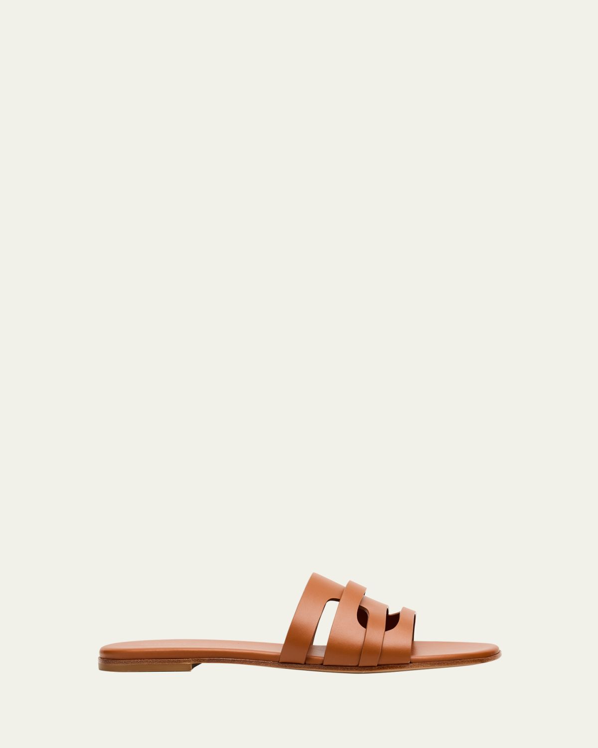 Gianvito Rossi Calfskin Leather Flat Slide Sandals