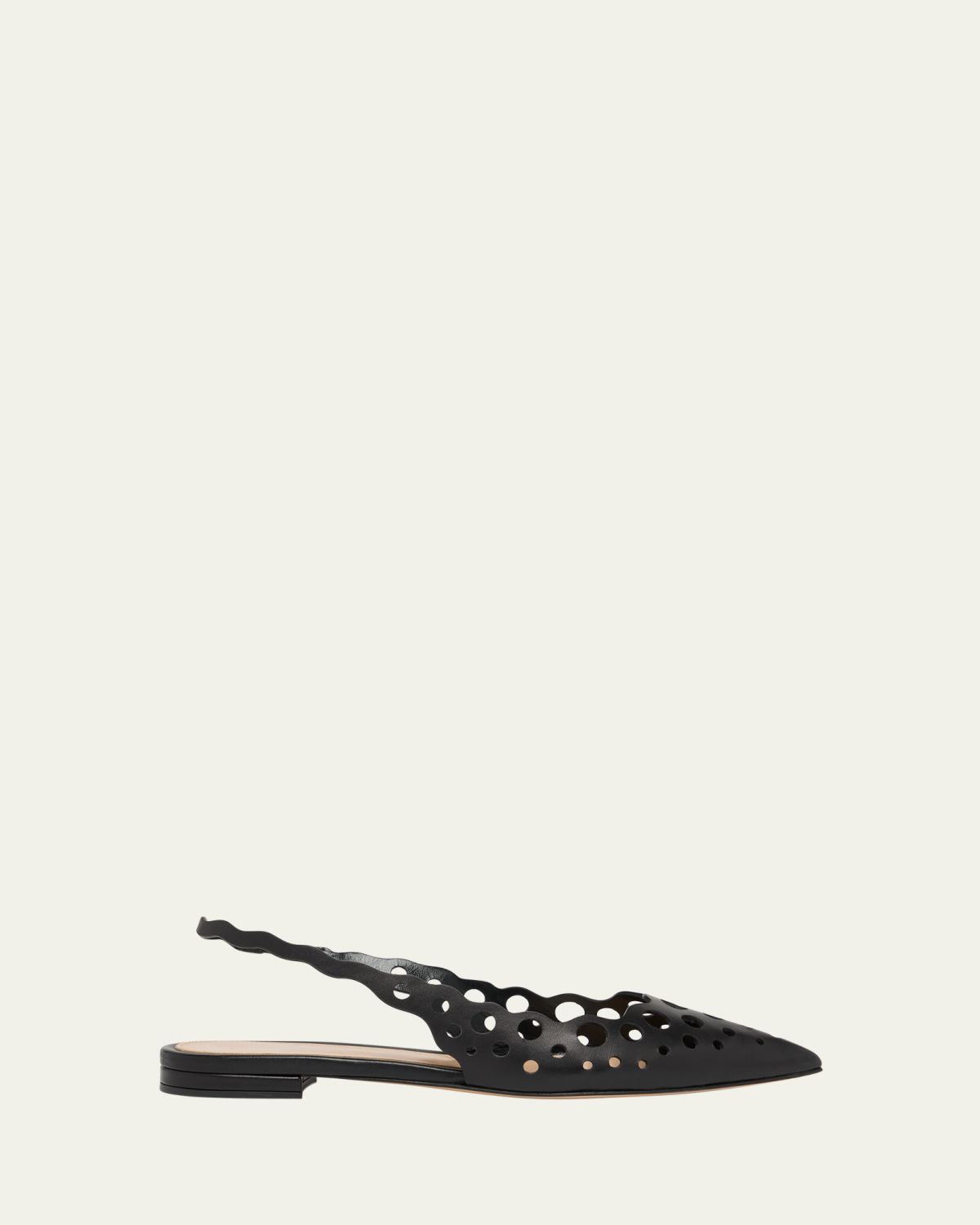 Gianvito Rossi Perforated Nappa Leather Slingback Flats