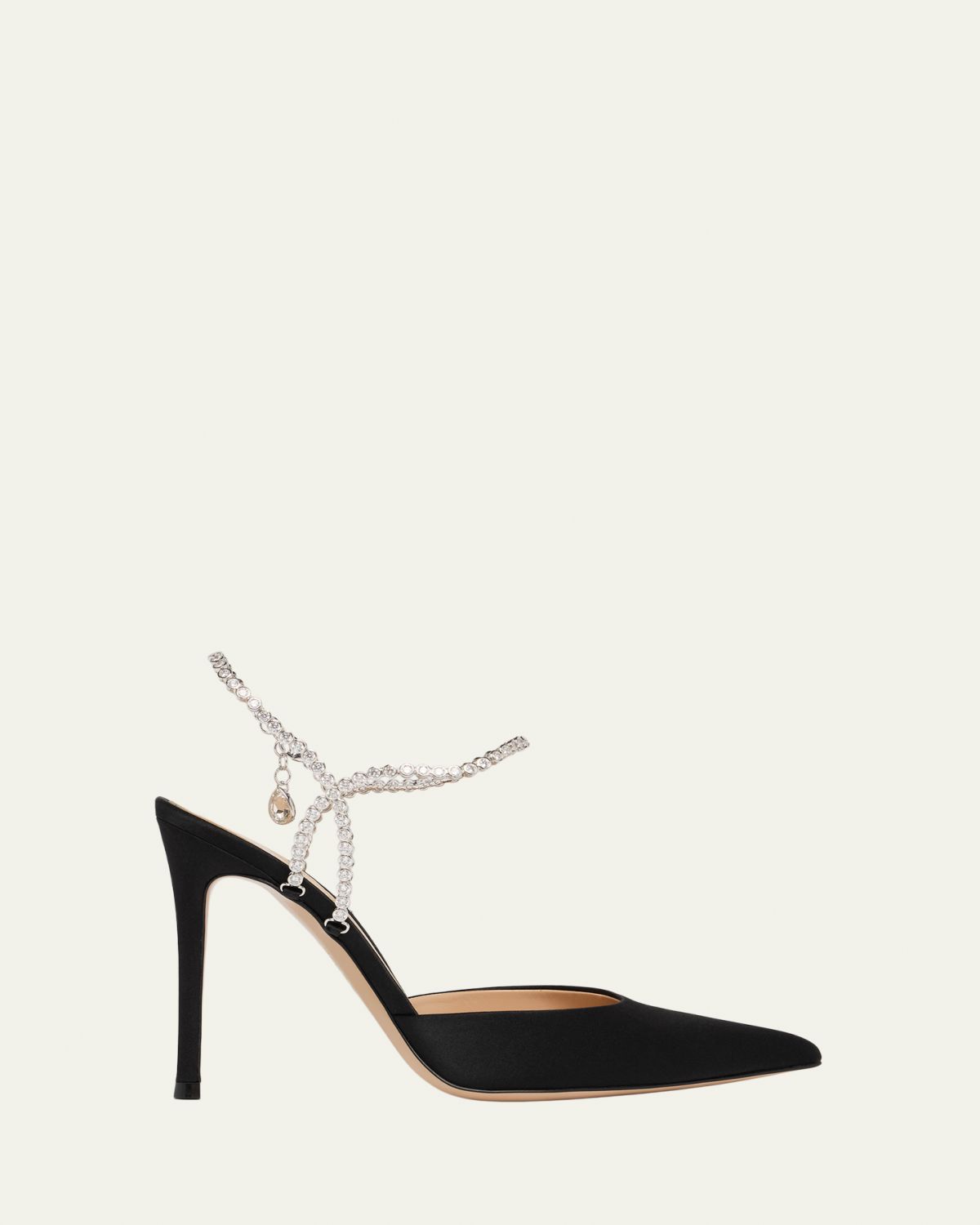 Gianvito Rossi 105mm Satin Crystal Ankle-Strap Pumps