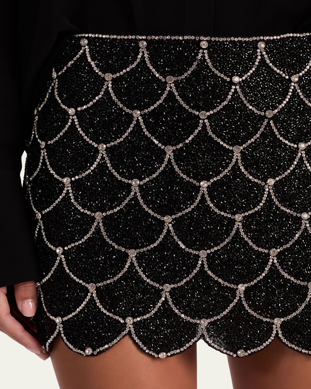 ALICE + OLIVIA Rubi Embellished Scallop Micro Mini Skirt | Thumbnail 5