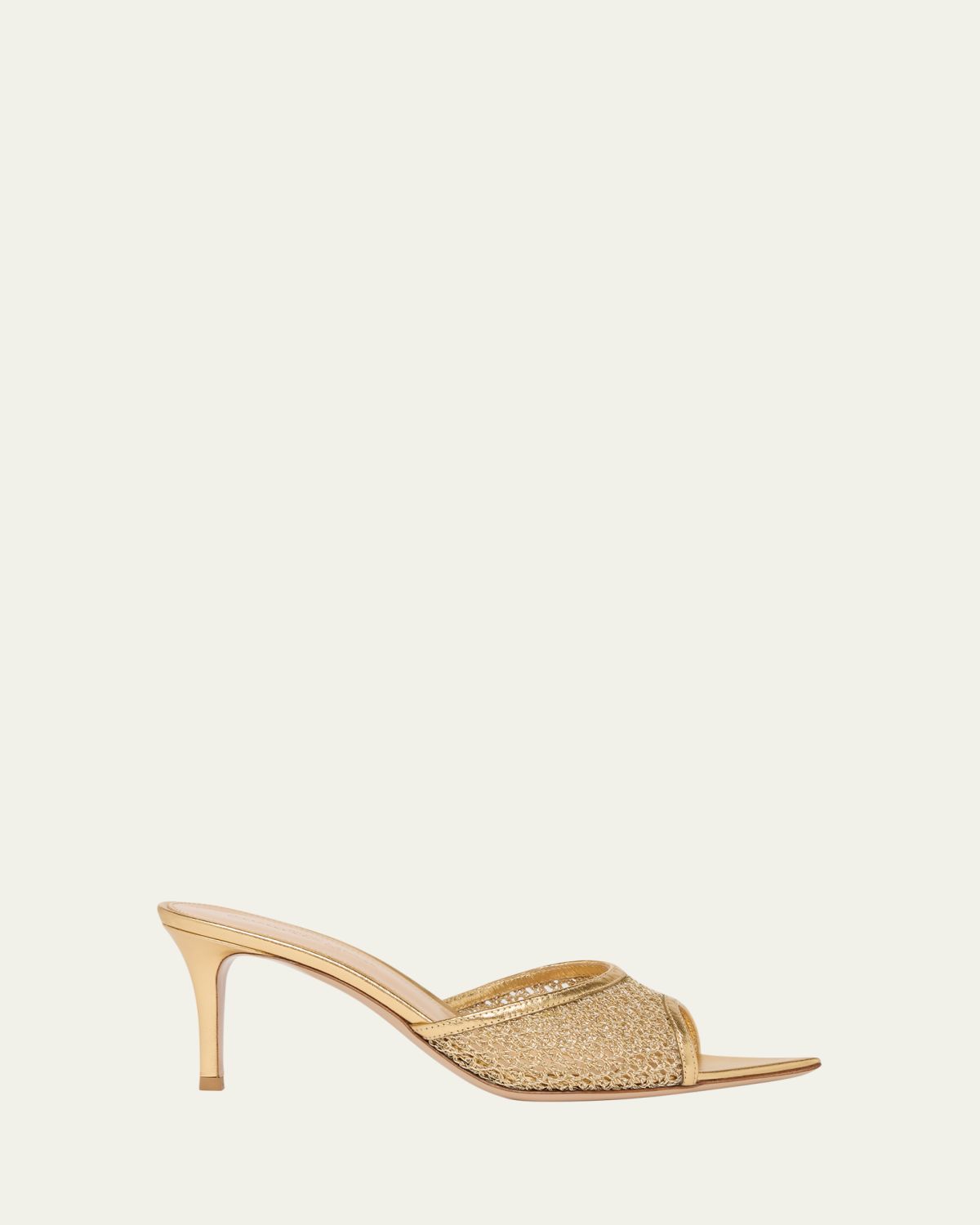 Gianvito Rossi Sienna Metallic Knit Mule Sandals