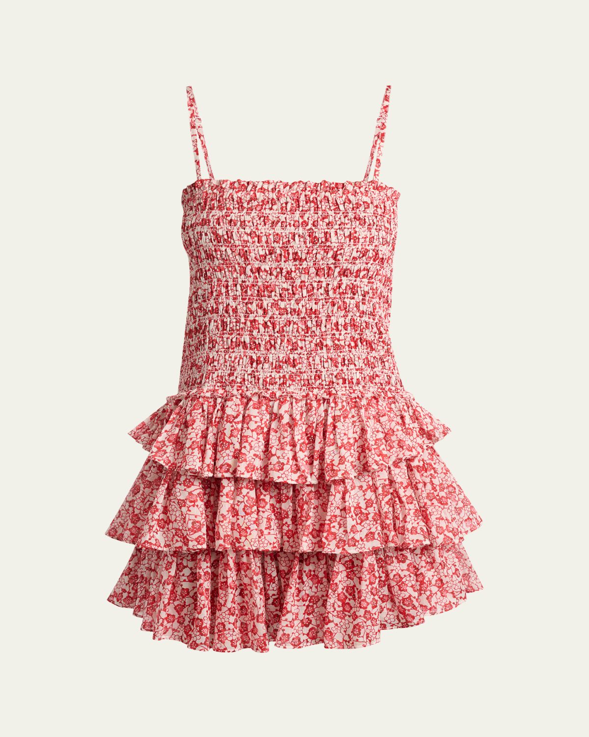 Etoile Isabel Marant Elodie Floral-Print Smocked Ruffle Mini Dress