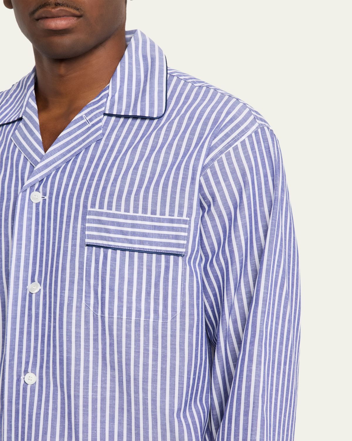 Bergdorf Goodman Men's triped Cotton Pajama hirt | Thumbnail 5 Bergdorf Goodman Men's triped Cotton Pajama hirt | Thumbnail 5