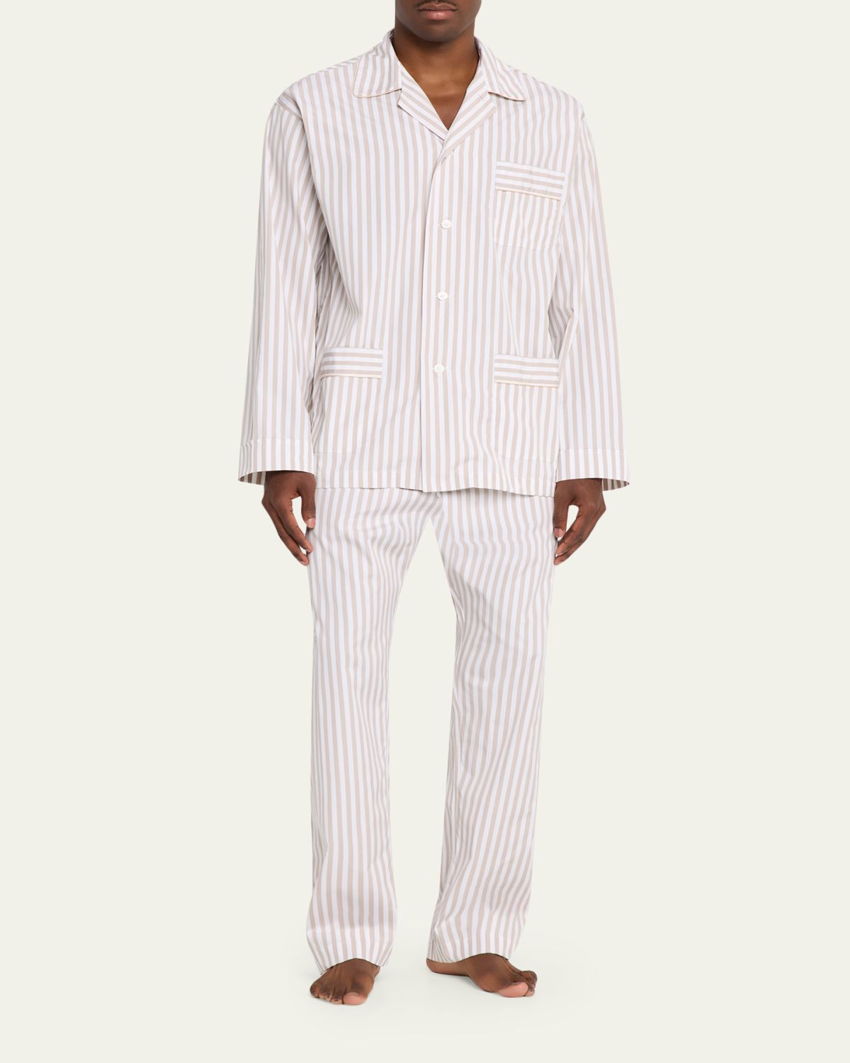 Bergdorf Goodman Men's Cotton Pinstripe ong Pajama Set | Thumbnail 2 Bergdorf Goodman Men's Cotton Pinstripe ong Pajama Set | Thumbnail 2