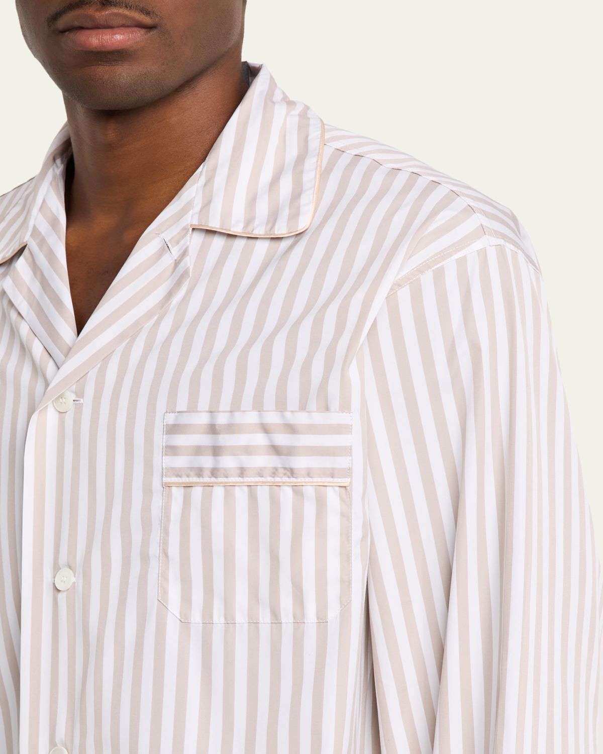 Bergdorf Goodman Men's Cotton Pinstripe ong Pajama Set | Thumbnail 4 Bergdorf Goodman Men's Cotton Pinstripe ong Pajama Set | Thumbnail 4