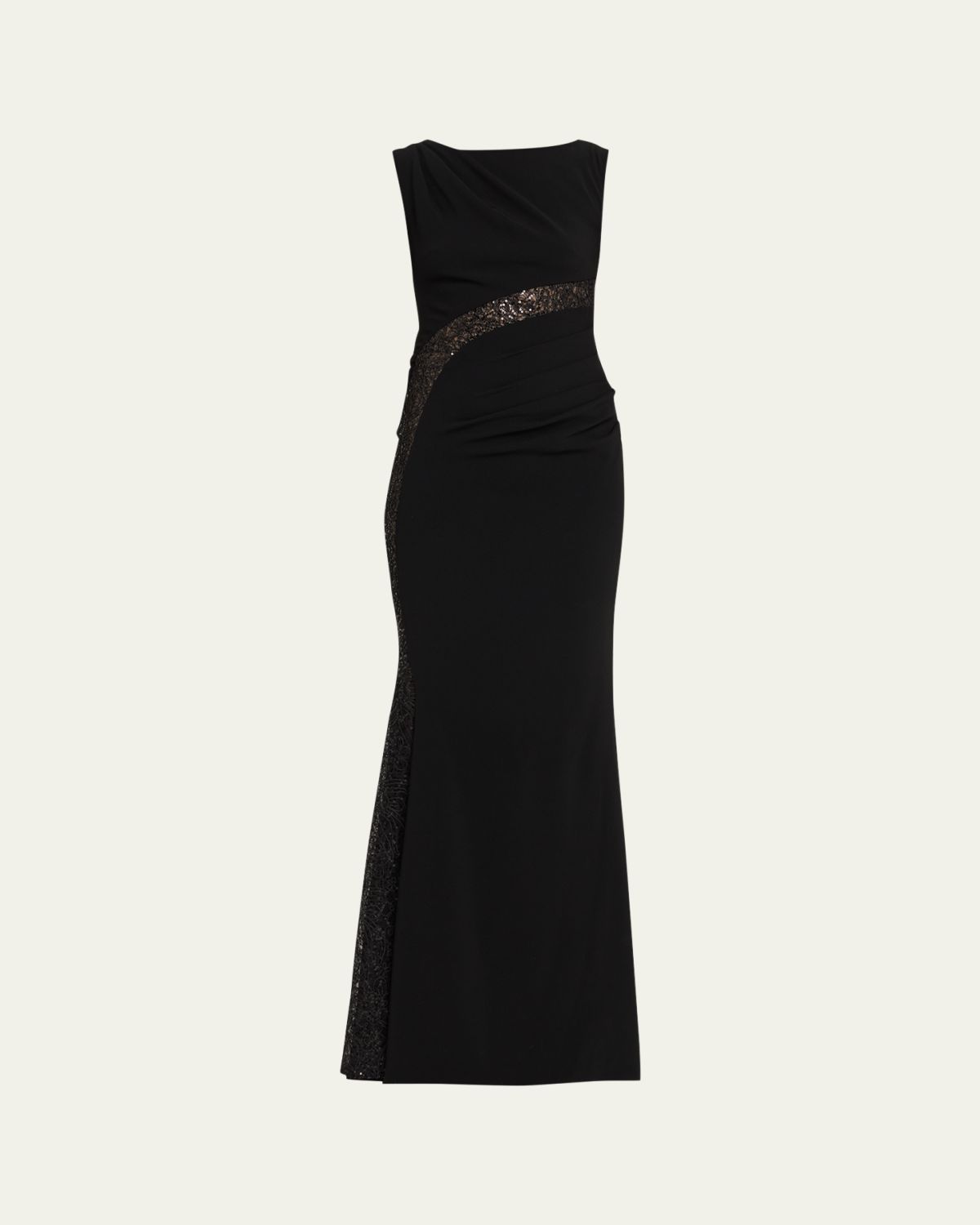 Talbot Runhof Lace-Inset Sleeveless Trumpet Evening Gown