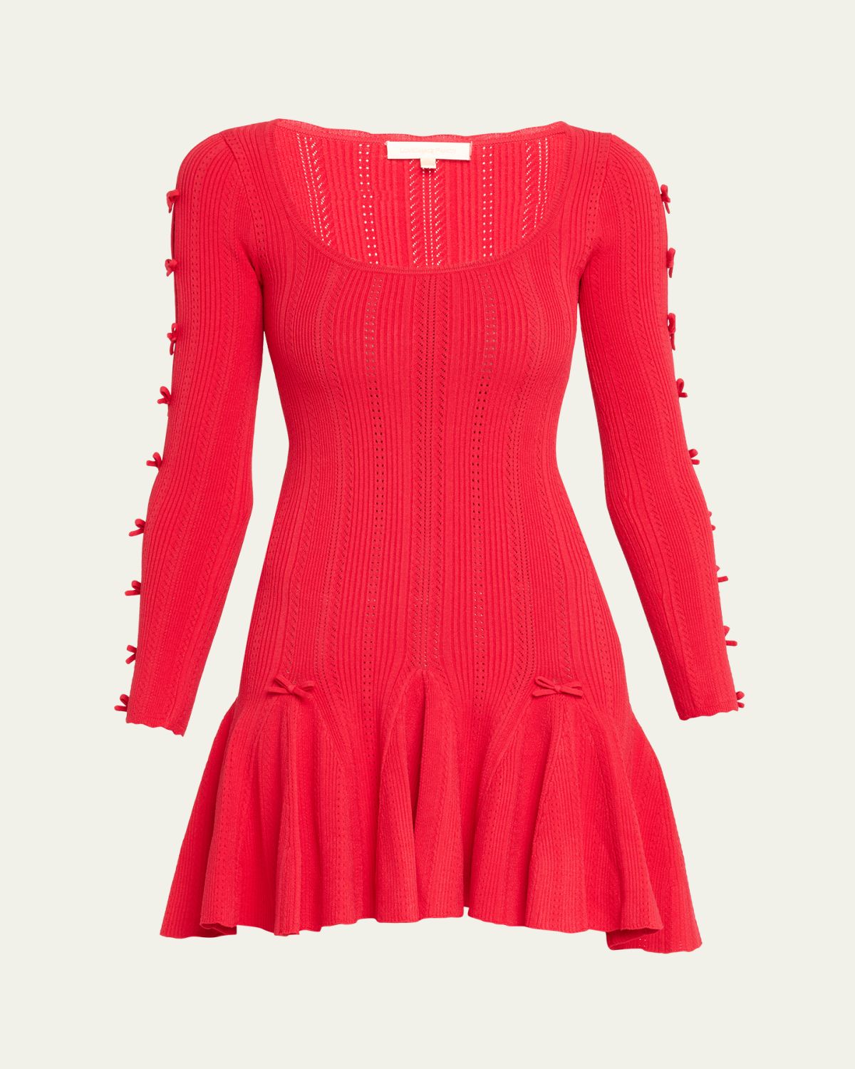 LoveShackFancy Seychelle Bow Pointelle Mini Dress