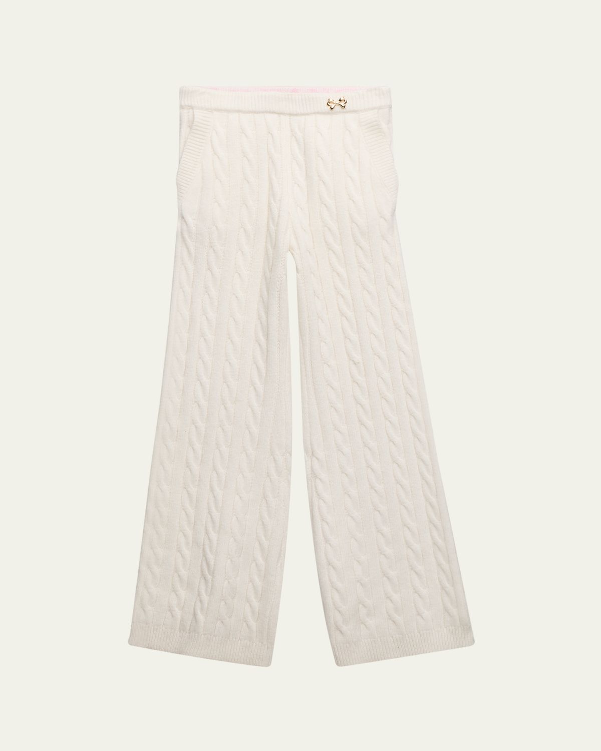 LoveShackFancy Girl's Shalley Cable-Knit Pants, Size 2-