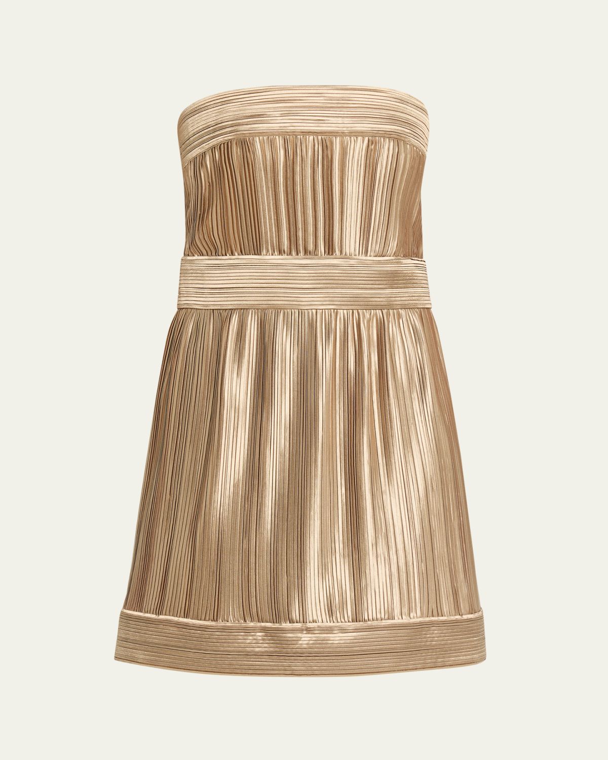 Giorgio Armani Strapless Metallic Pleated Bustier Mini Dress