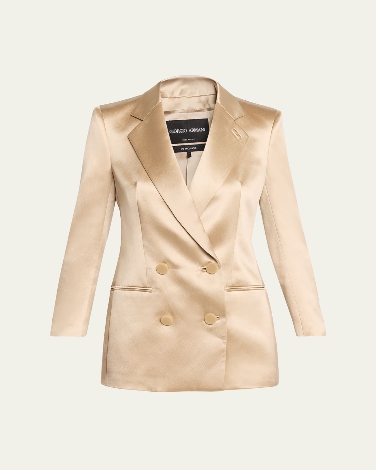 Giorgio Armani Satin Double-Breasted Blazer Jacket