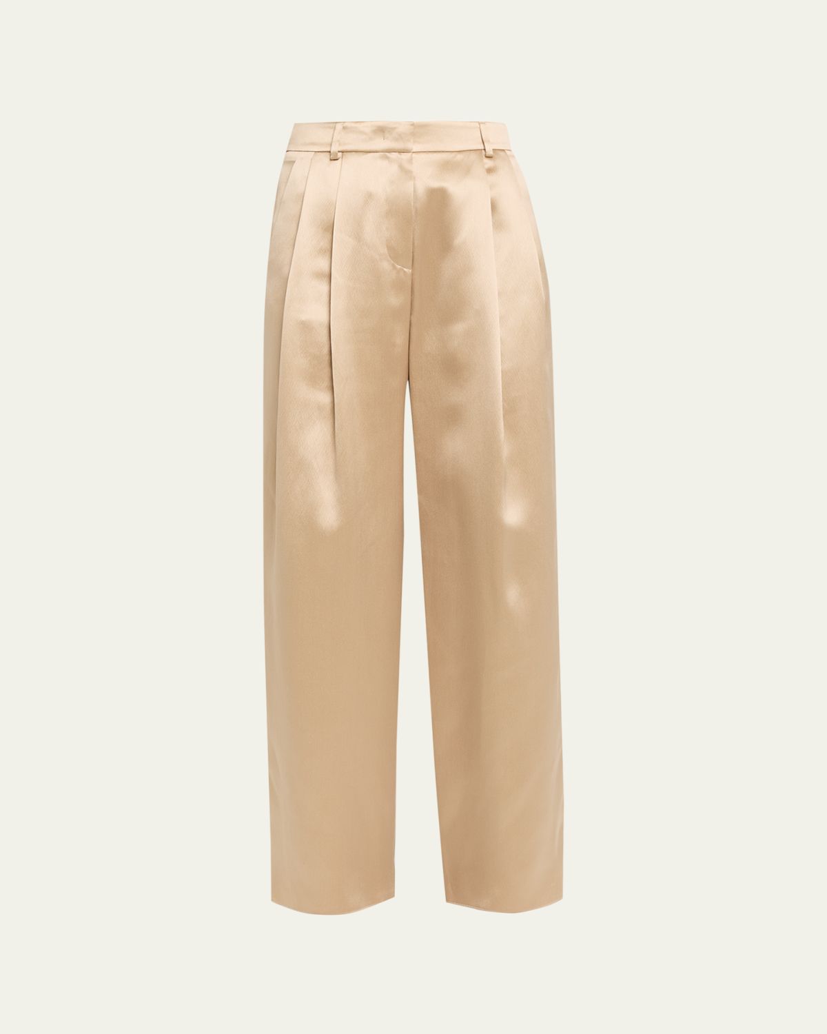 Giorgio Armani Pleated Satin Straight-Leg Pants