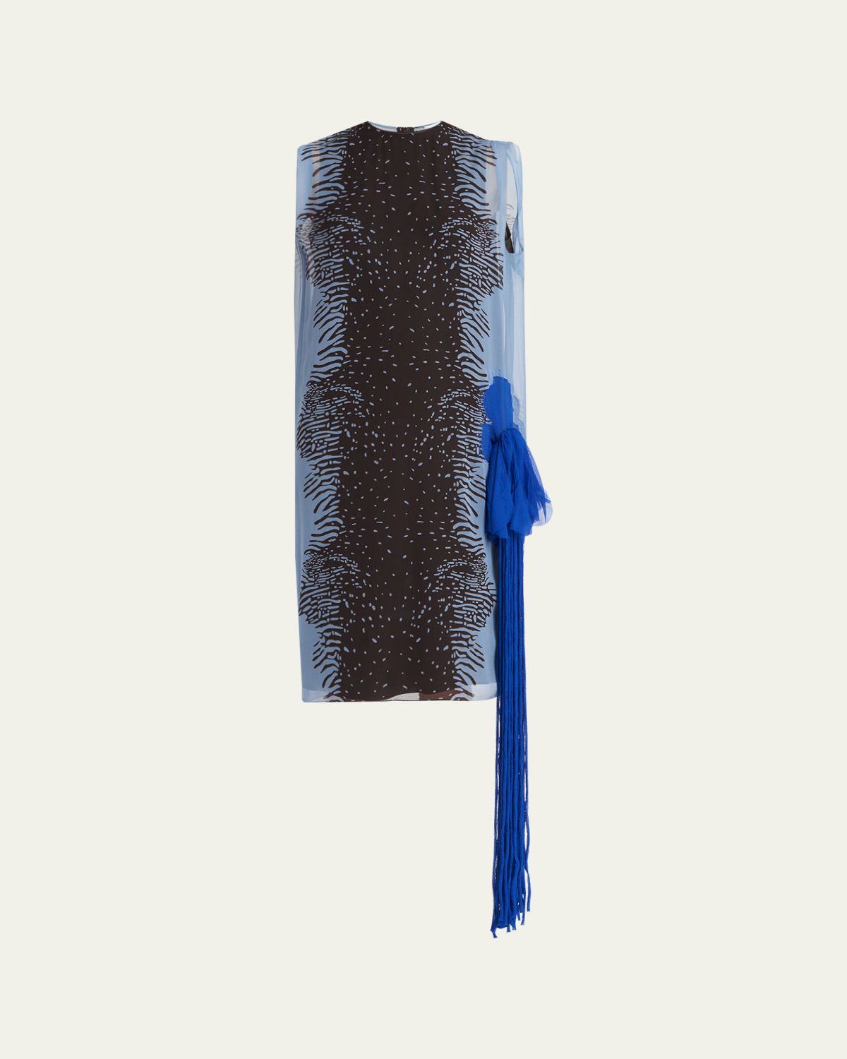 Ferragamo Cuttle Fish Print Silk Sleeveless Shift Dress