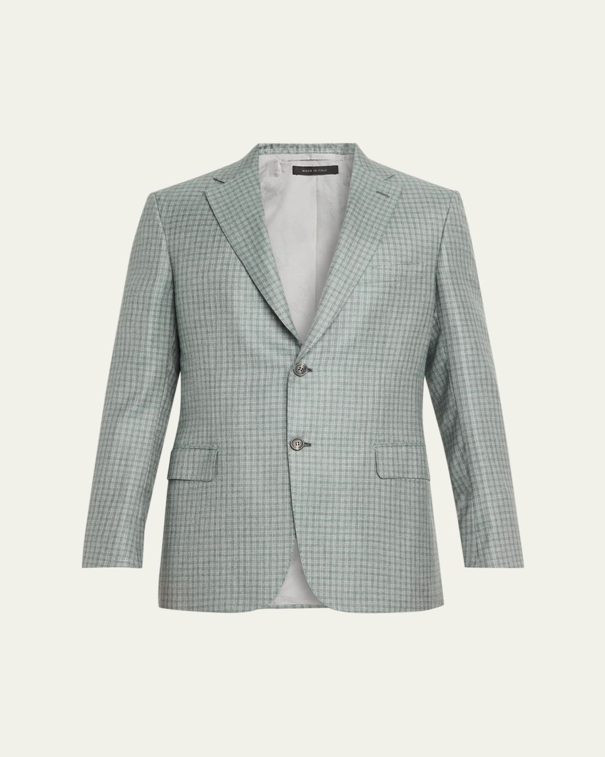 Brioni Men's Ravello Cashmere-Silk Check Blazer | Thumbnail 6 Brioni Men's Ravello Cashmere-Silk Check Blazer | Thumbnail 6