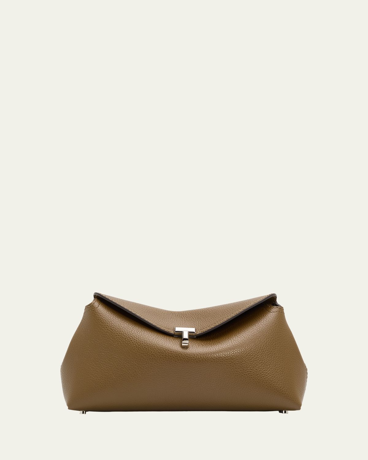 Toteme T-Lock Soft Textured Palmellato Leather Clutch