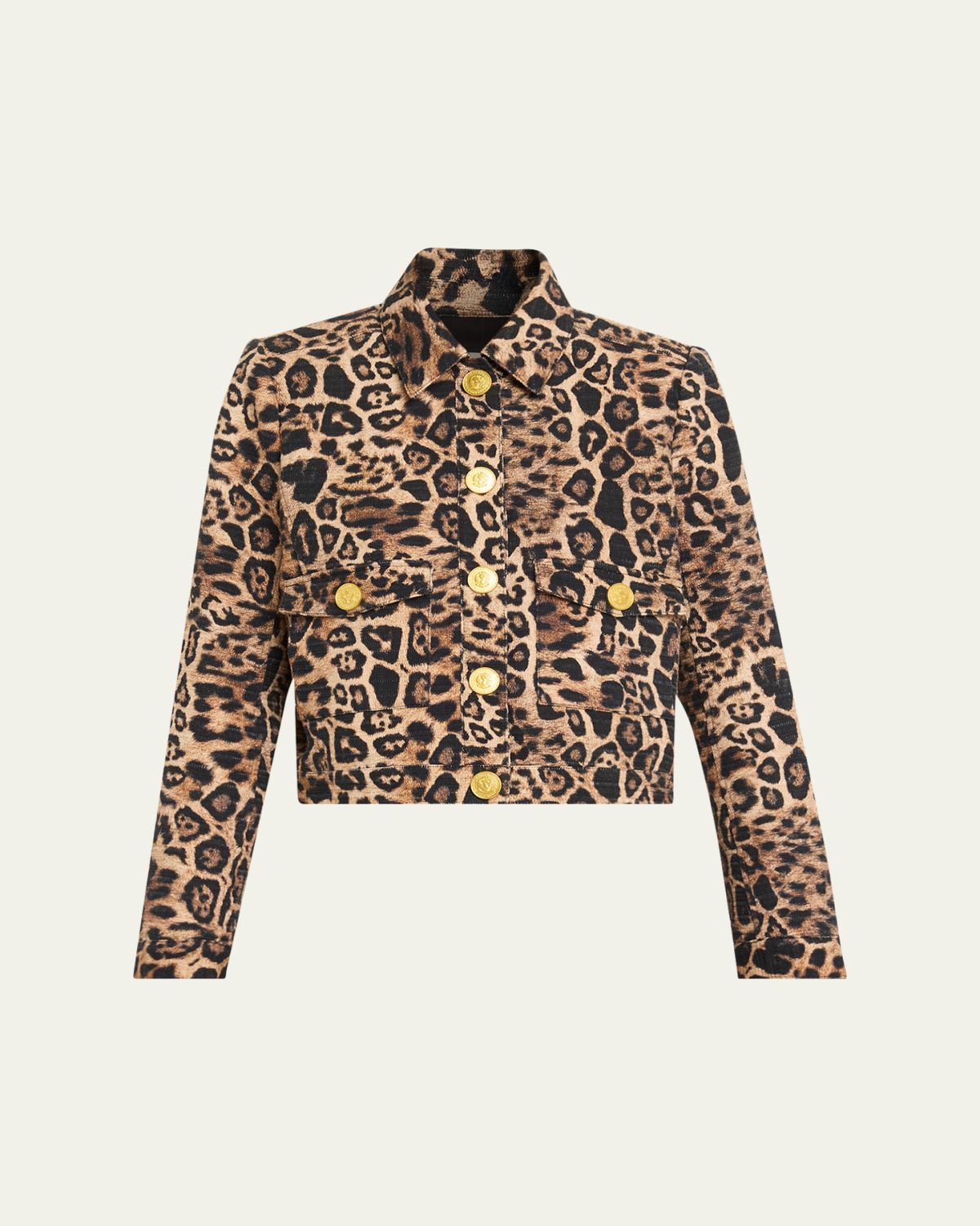 L 'Agence Nyx Leopard Tweed Cropped Jacket