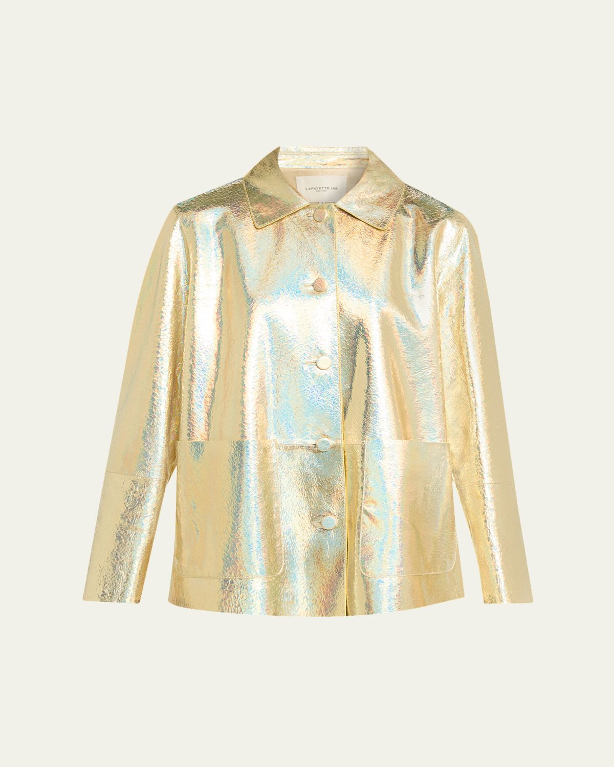 Lafayette 148 New York Iridescent Foiled Suede Shirt Jacket