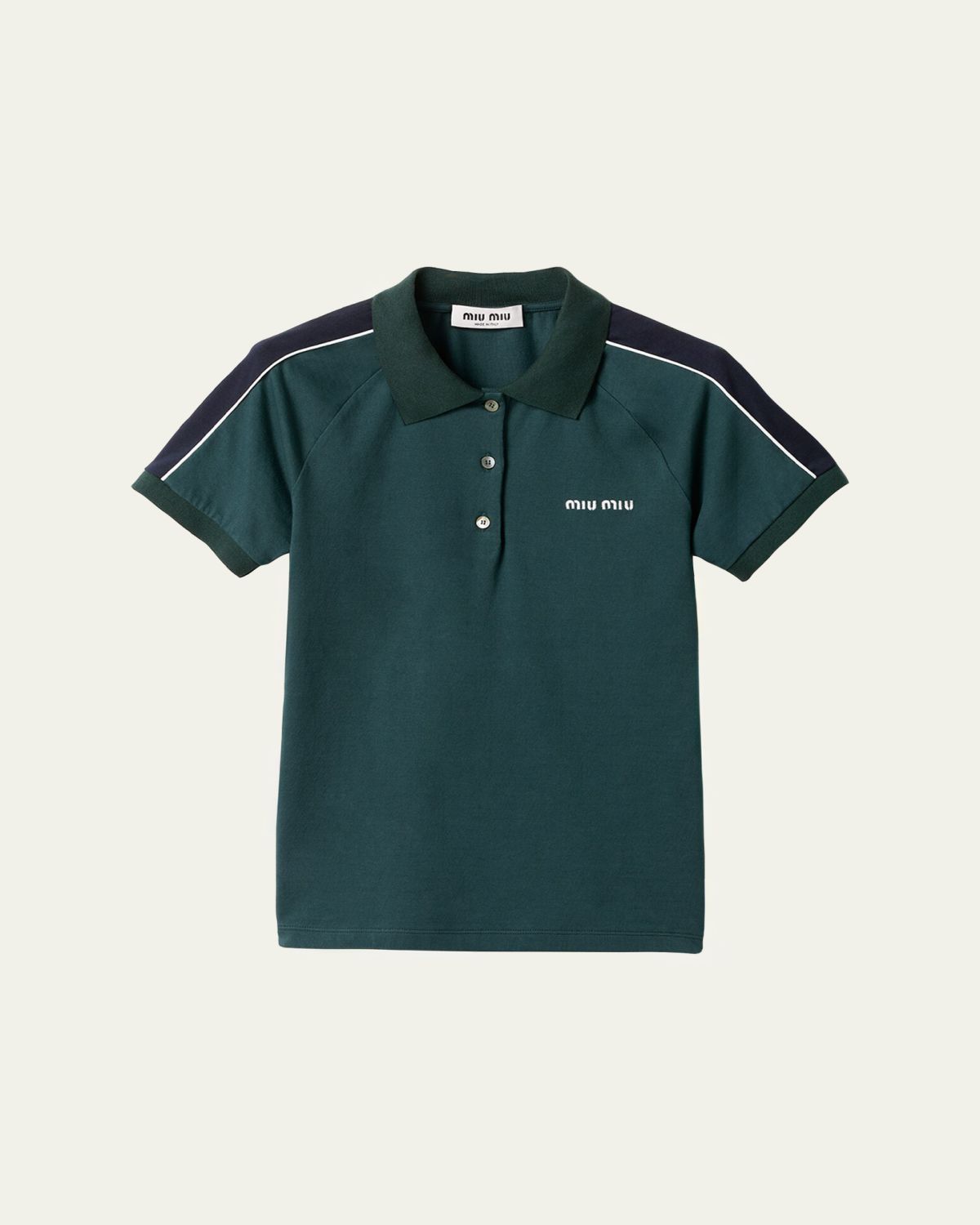 Miu Miu Embroidered Logo Cotton Jersey Polo hirt