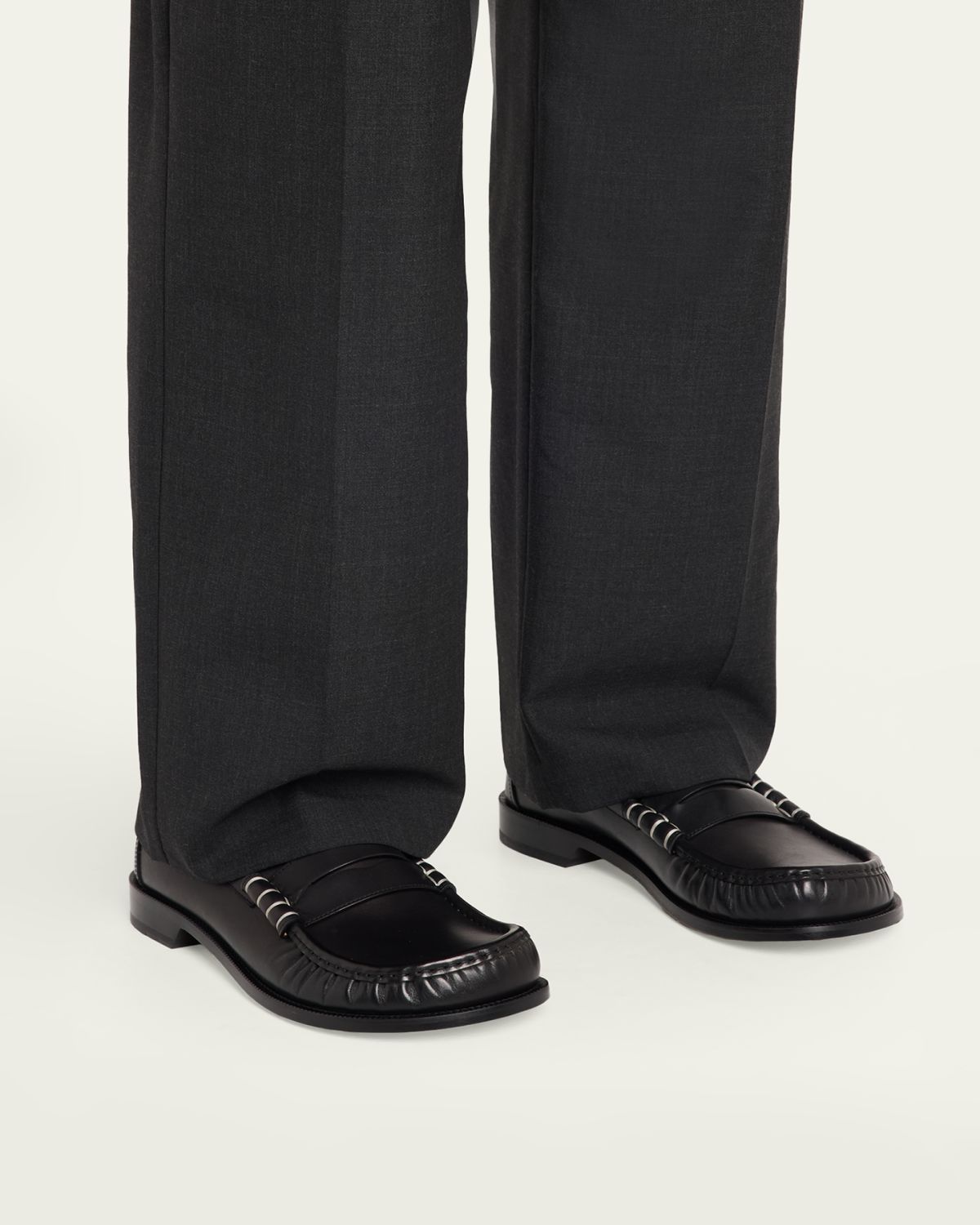 JW Anderson Men's Leather Moccasin-Toe Penny Loafers | Thumbnail 2 JW Anderson Men's Leather Moccasin-Toe Penny Loafers | Thumbnail 2