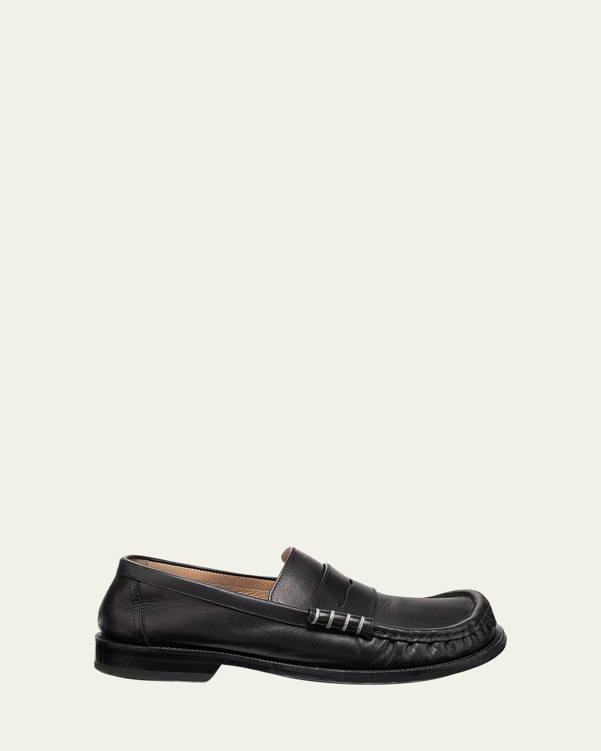 JW Anderson Men's Leather Moccasin-Toe Penny Loafers