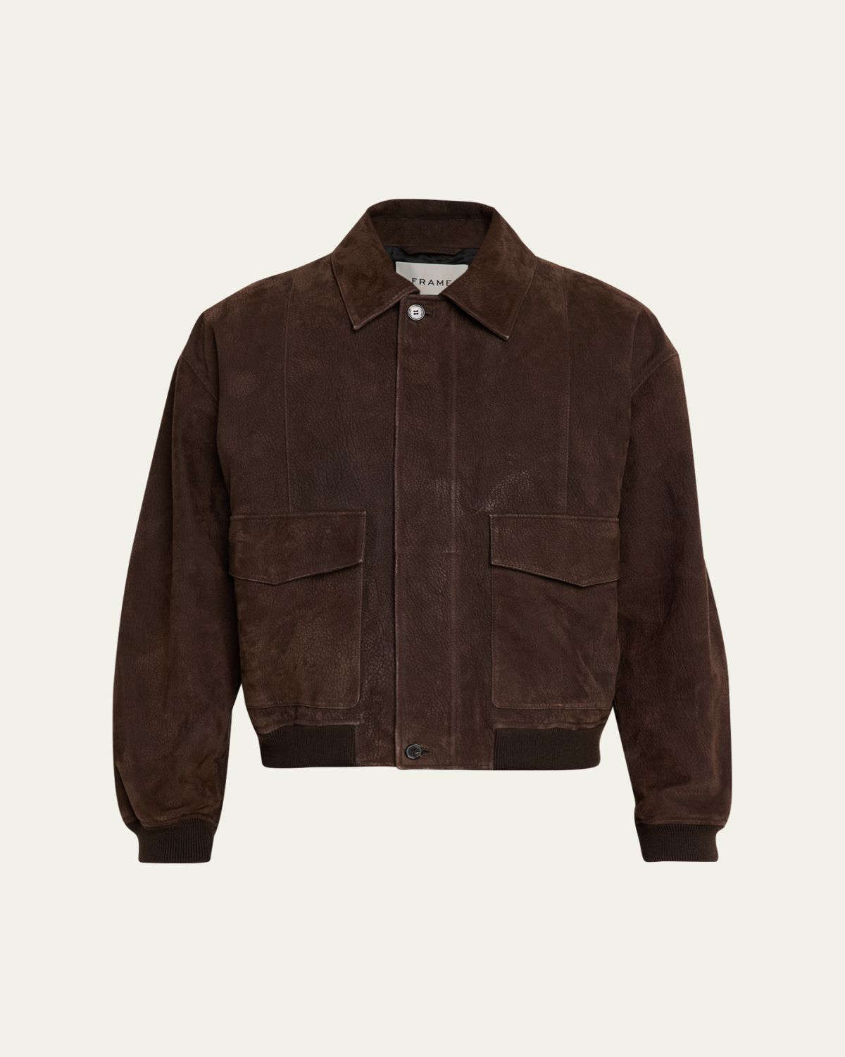 FRAME Men's Brown Leather Retro Jacket