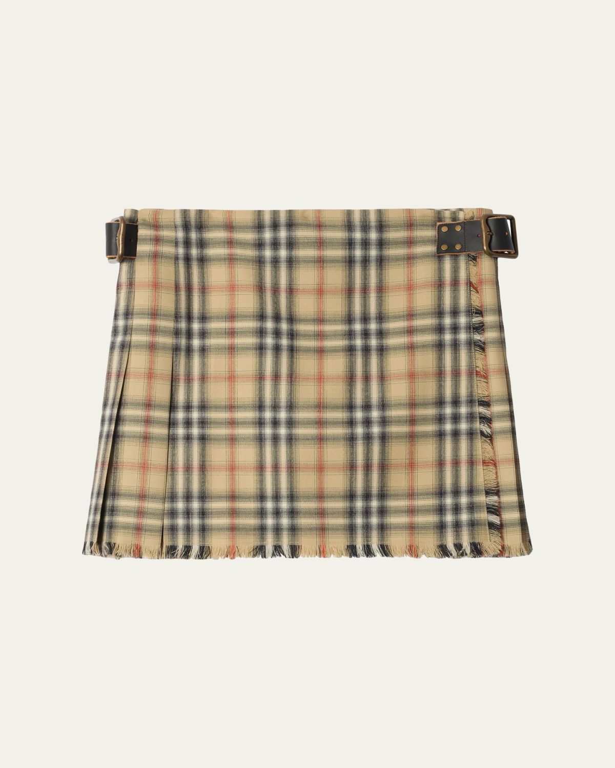 Burberry Skye Check Buckled Mini Wrap Skirt