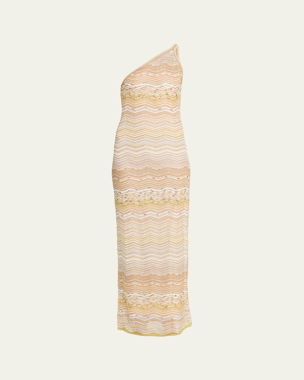Missoni Metallic Chevron One-Shoulder Maxi Dress