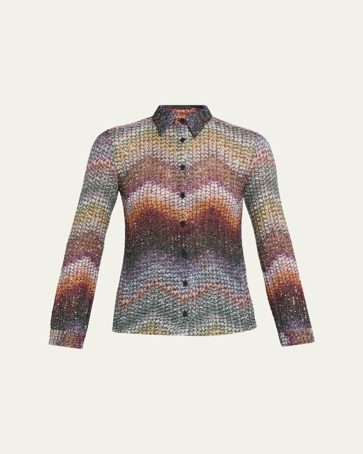 Missoni Sequined Wefted Loom Knit Button-Down Shirt