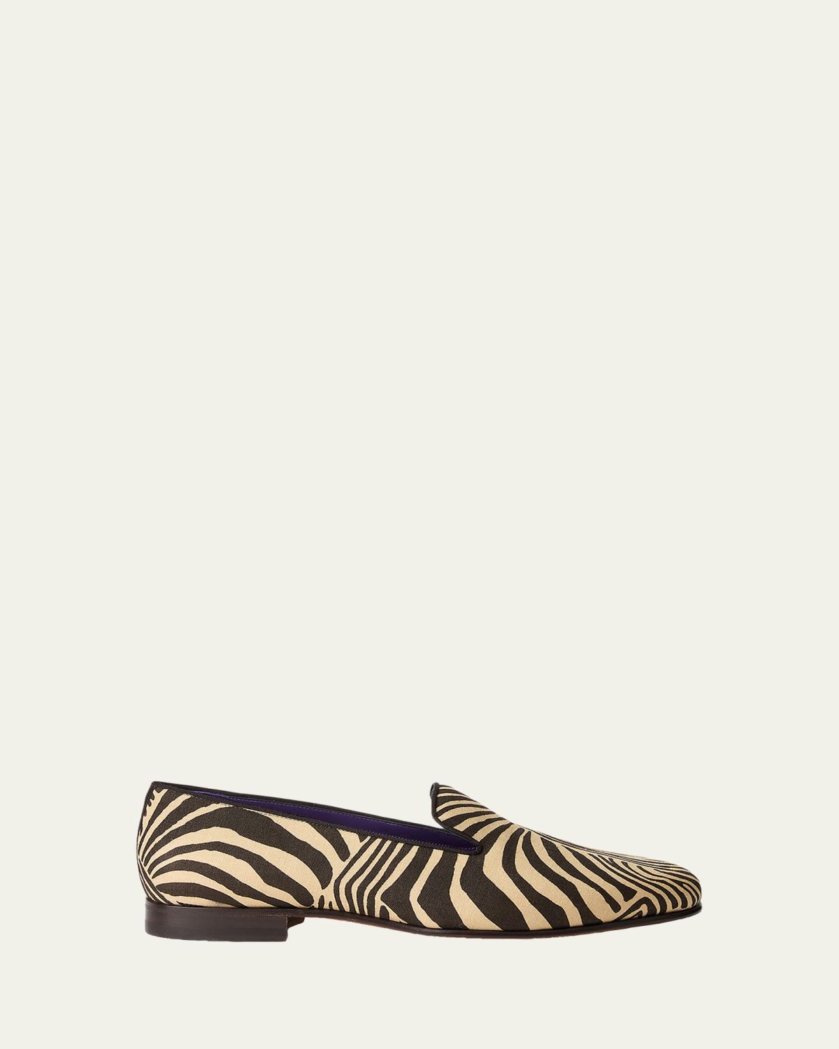 Ralph Lauren Purple Label Alonzo Zebra-Print Linen Slipper | Thumbnail 6
