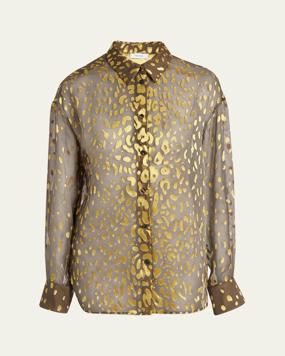 Ferragamo Leopard Devore Button-Down Shirt