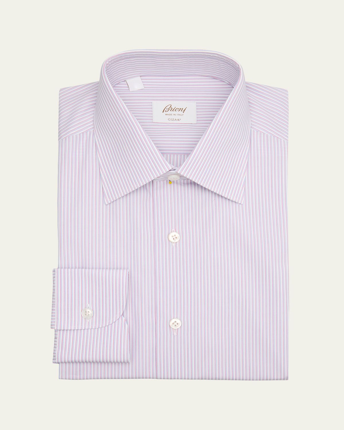 Brioni Men's Giza 87 Cotton Multi-Stripe Dress Shirt