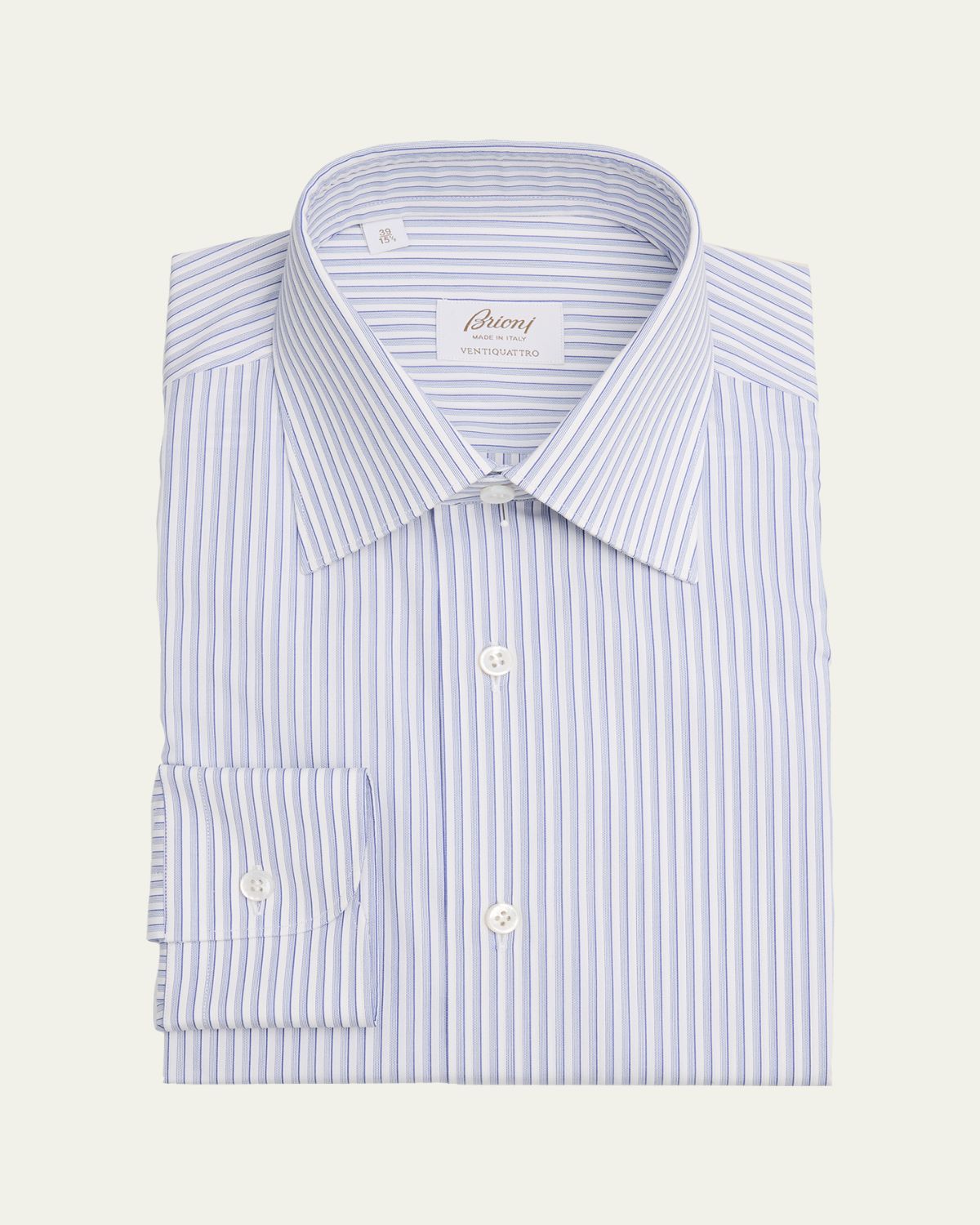 Brioni Men's Multi-Stripe Ventiquattro Cotton Dress Shirt