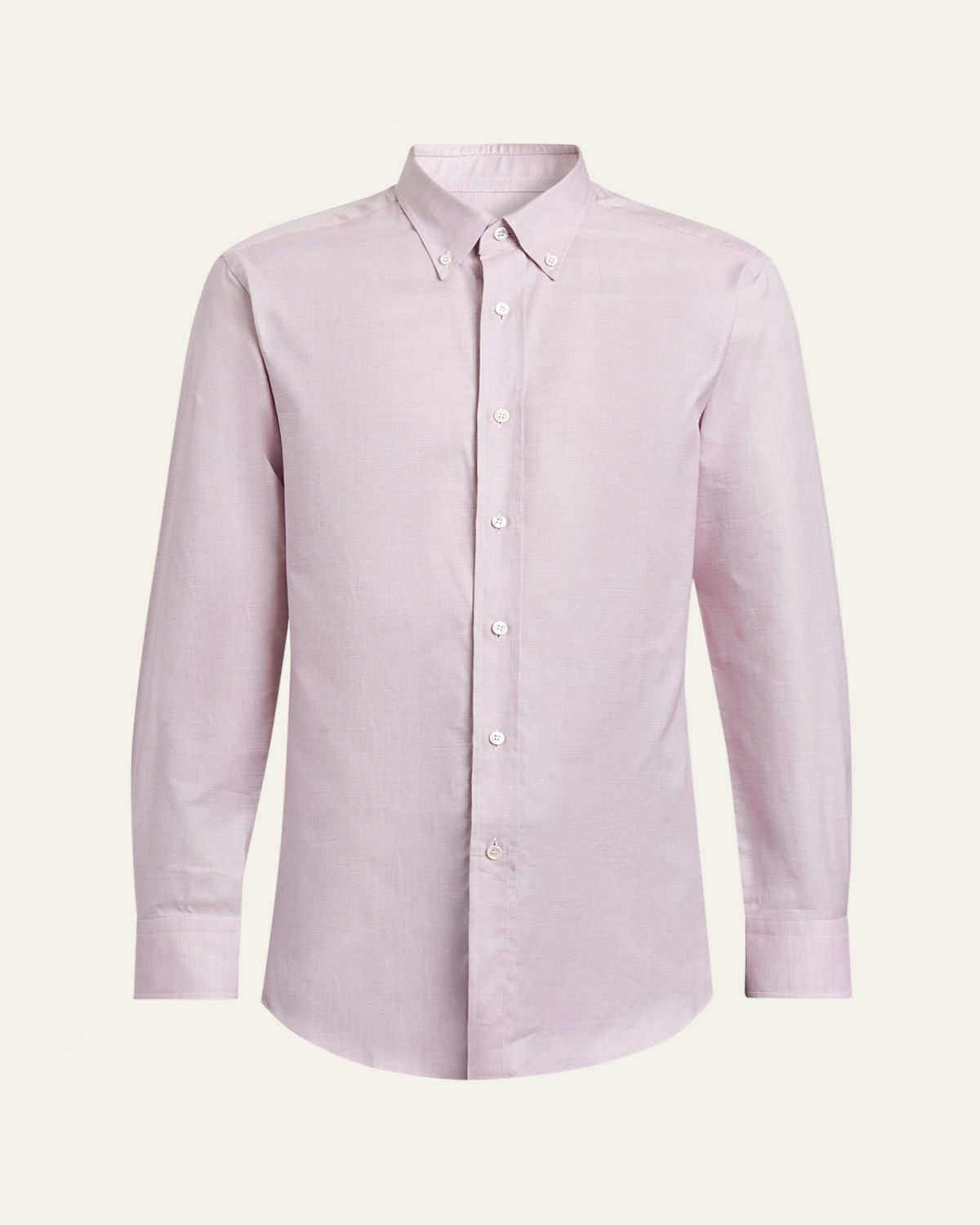 Brioni Men's Textured Cotton Button-Collar Dress Shirt