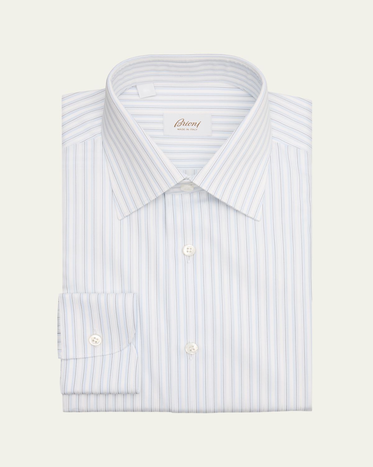 Brioni Men's Cotton Multi-Stripe Point Collar Dress Shirt